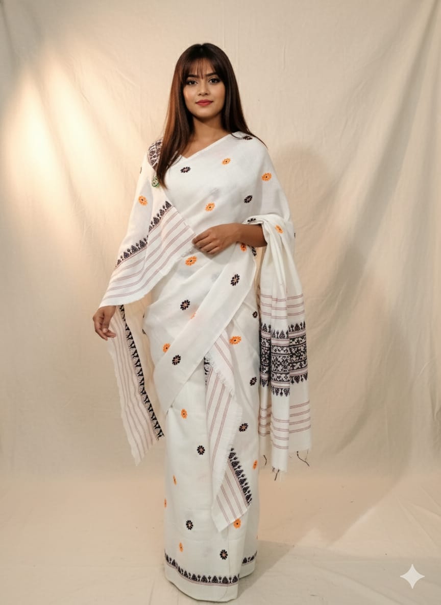 Chador Mekhela (White) COTTON KESAPAT