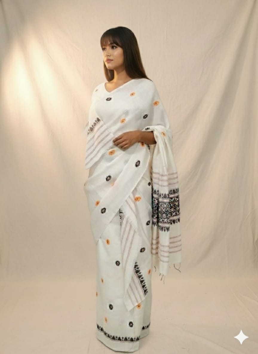 Chador Mekhela (White) COTTON KESAPAT